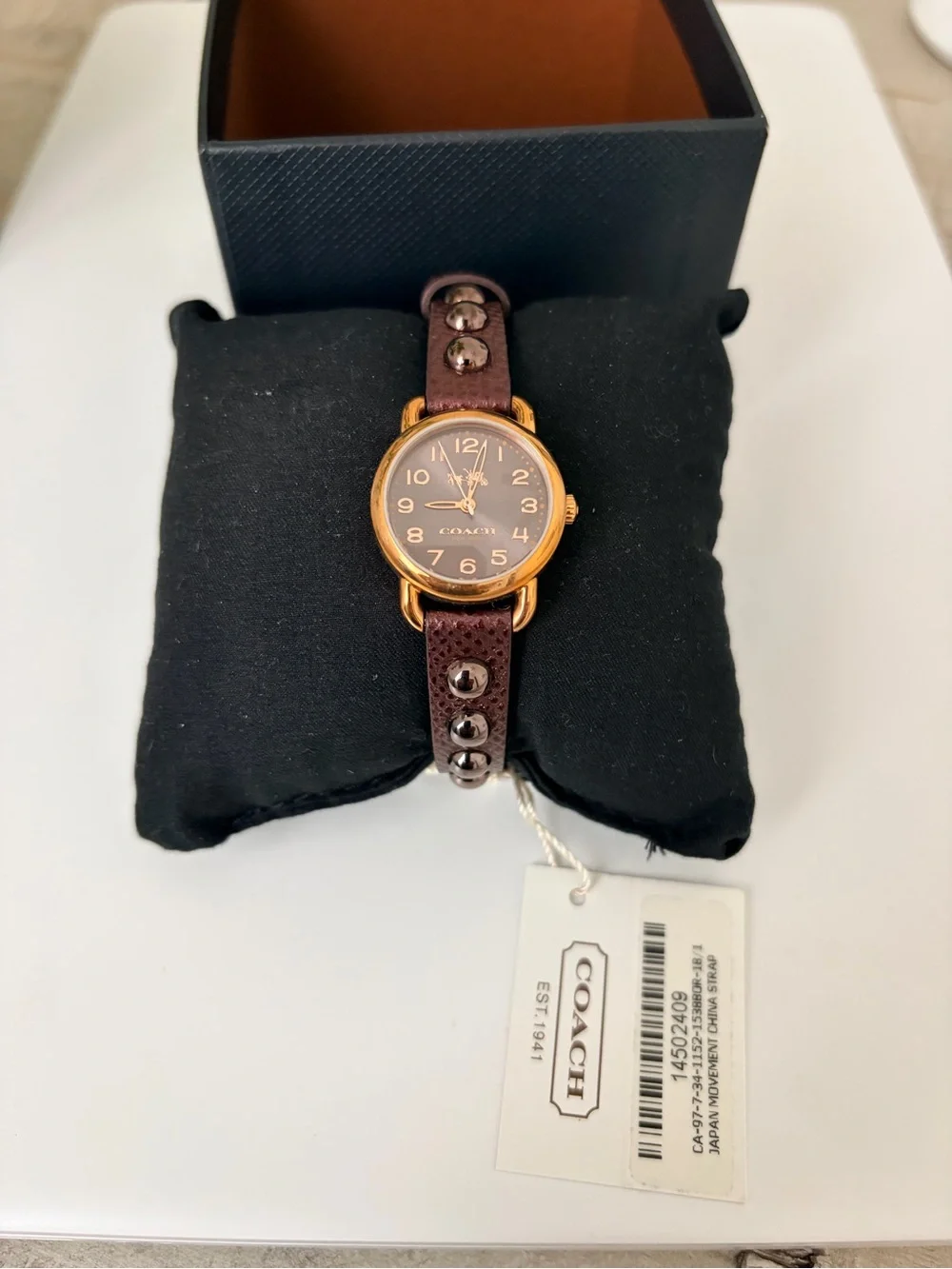 Coach Gold-Tone Case Brown Dial Brown Leather Strap Watch NWT